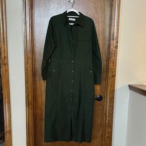 LOFT Dark Green Long Sleeve Dress